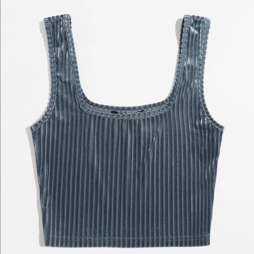 Shein Plus Grey Velvet Cropped Tank Top